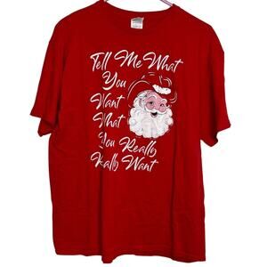 Santa Tell Me What You Really Want Large T-shirt Novelty Christmas